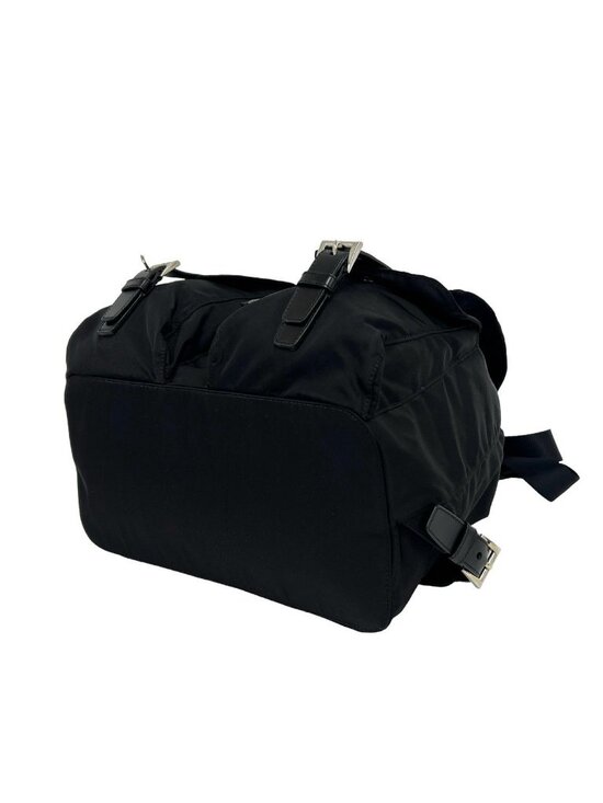 Prada Triangle Logo Tessuto Nylon Leather Backpack Black main image 4
